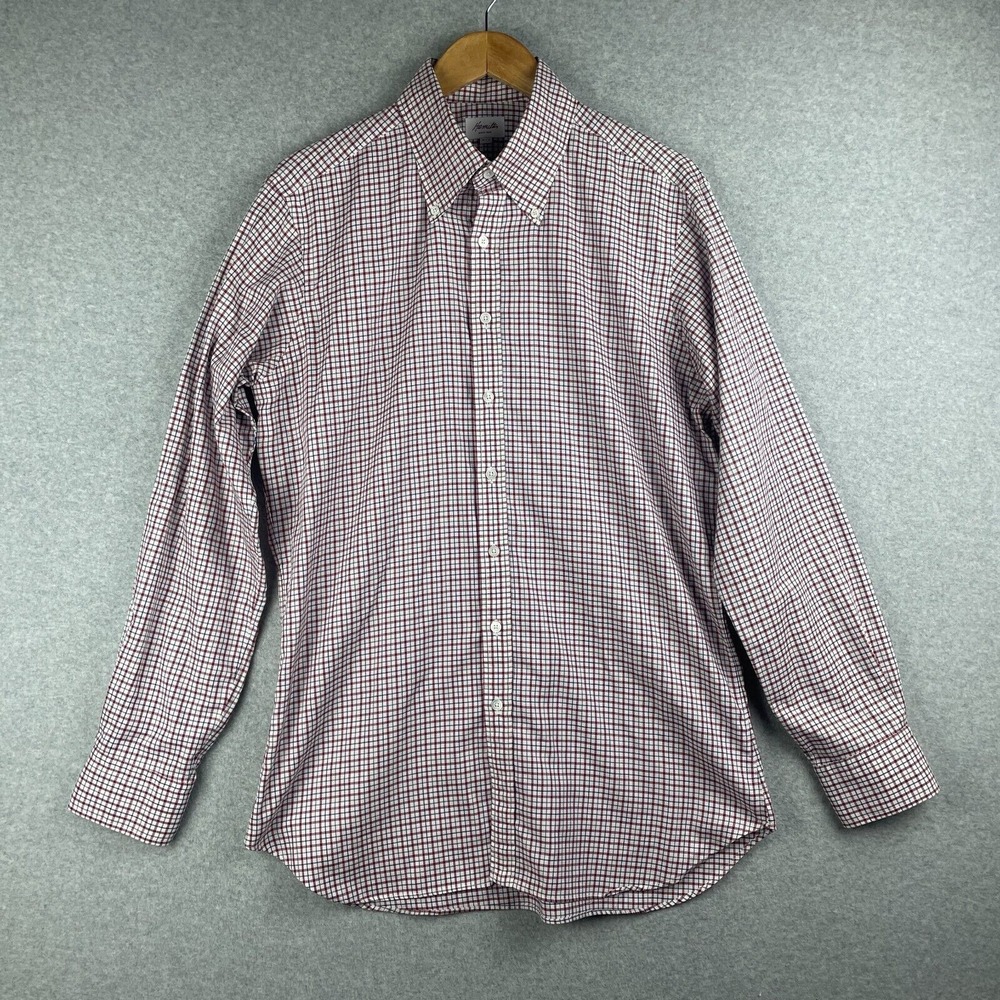 Hamilton Shirt Mens 17x41 Red White Gingham Oct 13 Button Up Long Sleeve Office